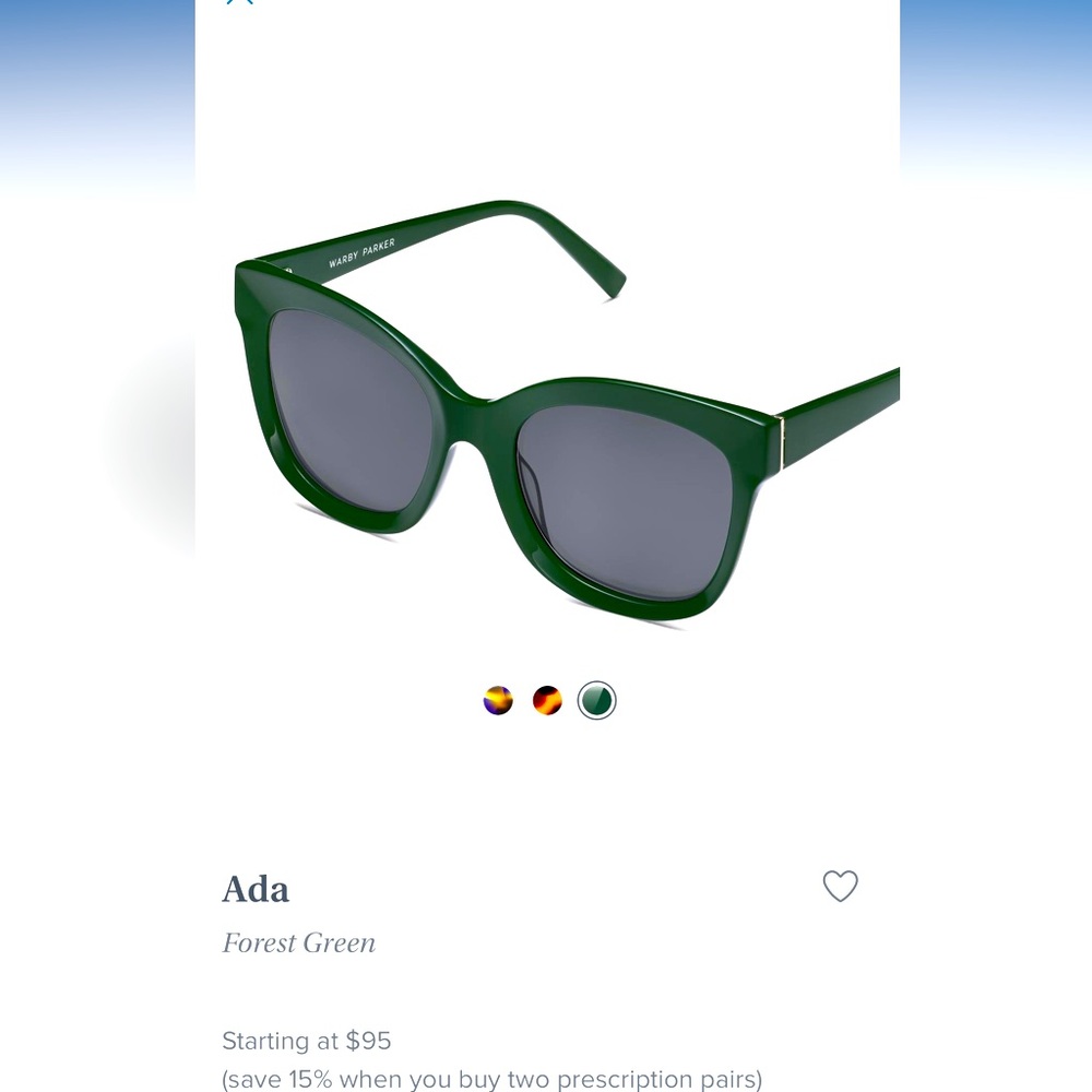 Warby Parker Ada forest green sunglasses perfect